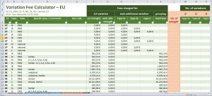 Screen shot "Variation Fees Calculator - EU"